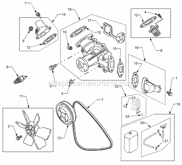 Cooling Diagram and Parts List for 5234DL 54AL544-710, 54BL544-710 Cub Cadet Lawn Tractor